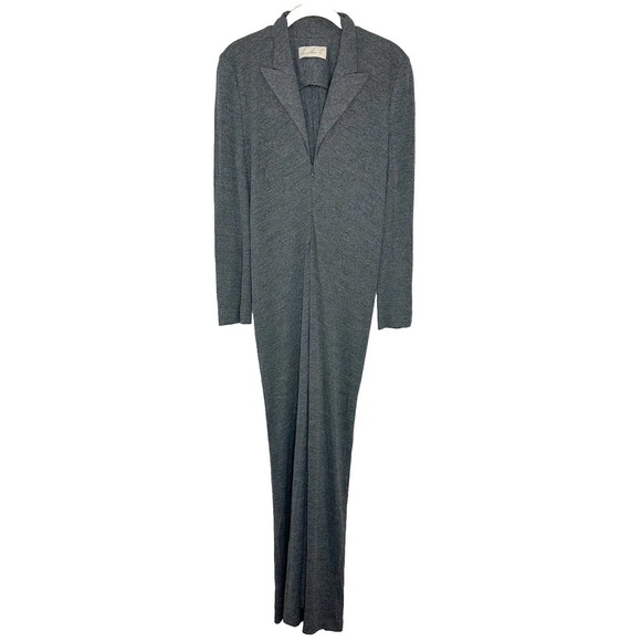 Ling-Shan Li Made In New York Gray Zip Front Long Sleeve Maxi Dress Size Large - Picture 1 of 7